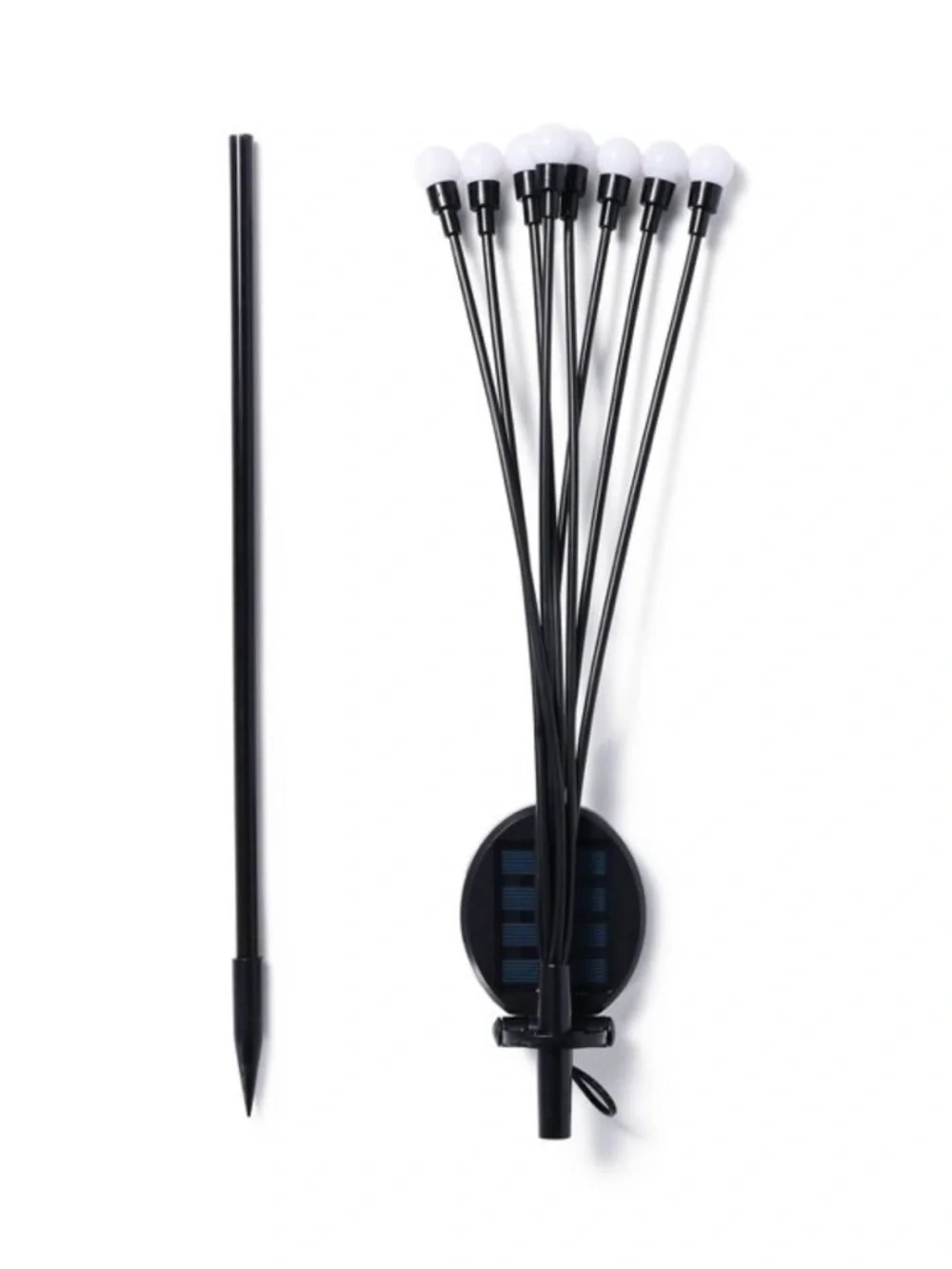 New! Solar Firefly Garden Stake Lights - Black with White, 8 Bulbs